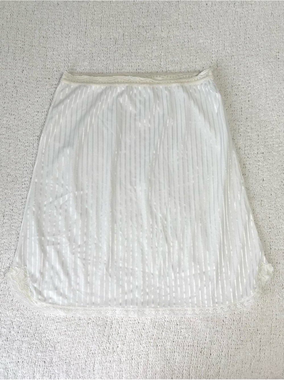 90s Her Majesty white striped lace midi slip skirt